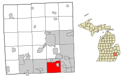 Oakland County Michigan Incorporated and Unincorporated areas Southfield highlighted